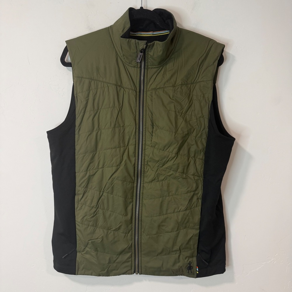 Smartwool Mens Smartloft Vest Large Olive Green Black Excellent SW002799